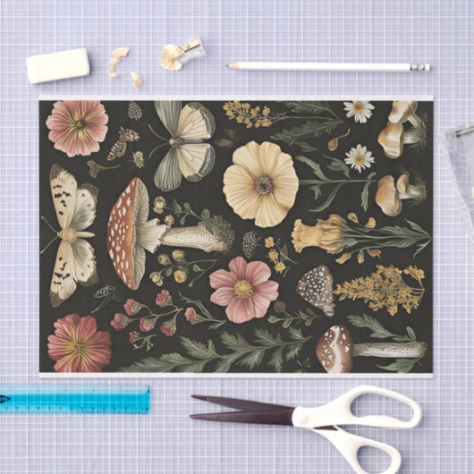 Herfstchampignons en bloemen Herfst Decoupage Tissuepapier (Craft)