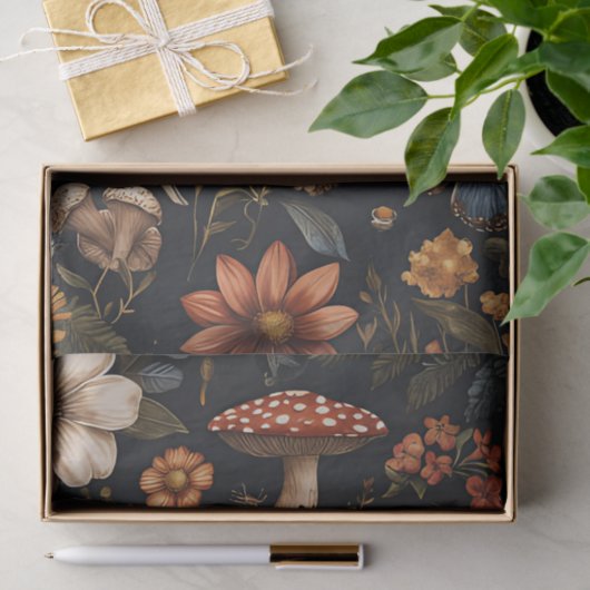 Herfstchampignons en bloemen Herfst Decoupage Tissuepapier (Geschenk)