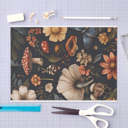 Herfstchampignons en bloemen Herfst Decoupage Tissuepapier (Craft)