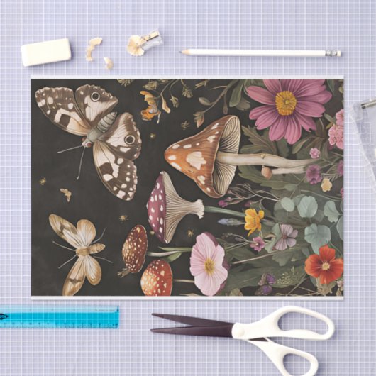 Herfstchampignons en bloemen Herfst Decoupage Tissuepapier (Craft)