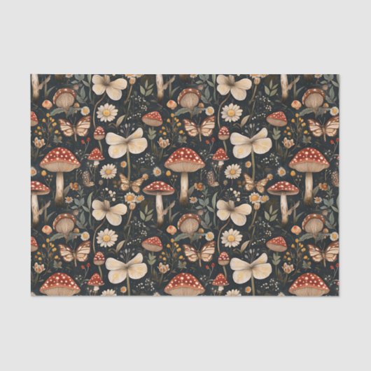 Herfstchampignons en bloemen Herfst Decoupage Tissuepapier (Voorkant)