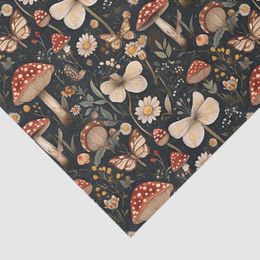 Herfstchampignons en bloemen Herfst Decoupage Tissuepapier (Detail)