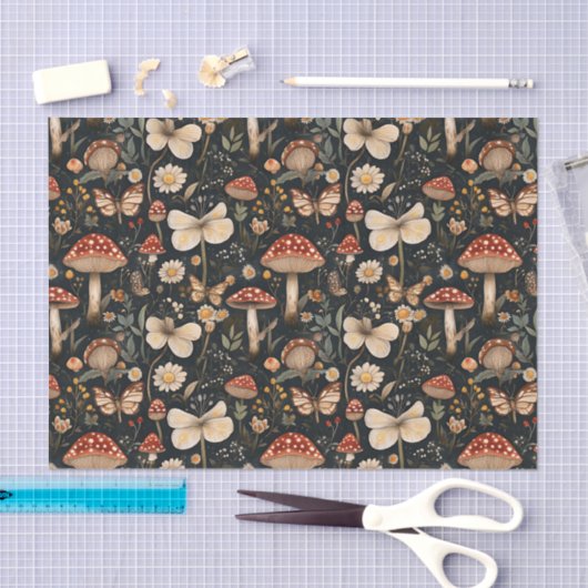 Herfstchampignons en bloemen Herfst Decoupage Tissuepapier (Craft)