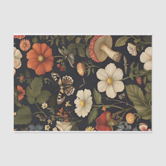 Herfstchampignons en bloemen Herfst Decoupage Tissuepapier (Voorkant)