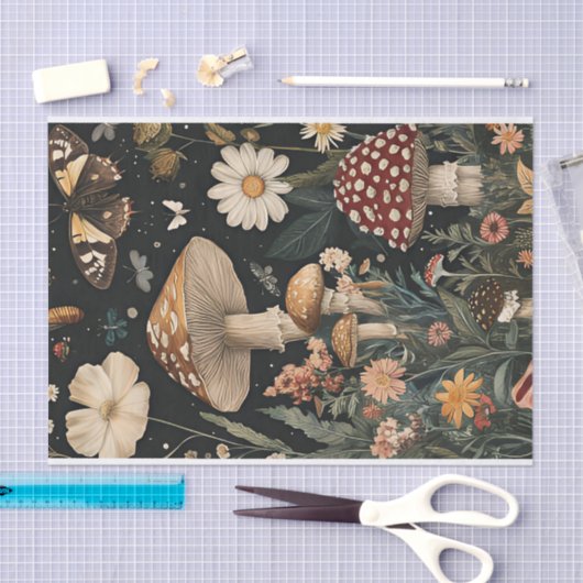 Herfstchampignons en bloemen Herfst Decoupage Tissuepapier (Craft)