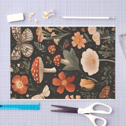 Herfstchampignons en bloemen Herfst Decoupage Tissuepapier (Craft)