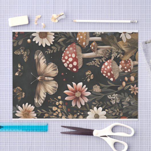 Herfstchampignons en bloemen Herfst Decoupage Tissuepapier (Craft)