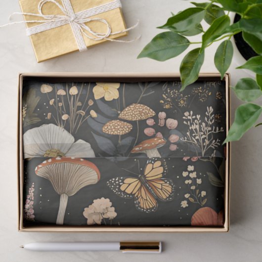 Herfstchampignons en bloemen Herfst Decoupage Tissuepapier (Geschenk)