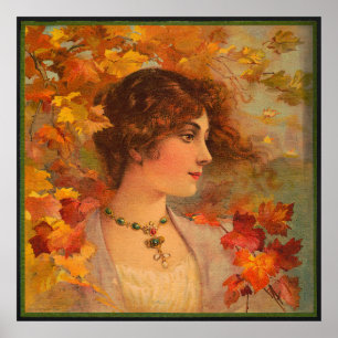 Herfstchromolithografie Antiek Poster