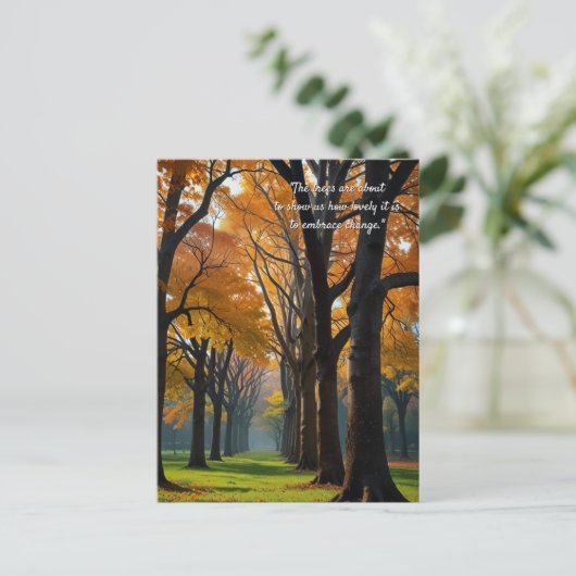 Herfstcitaten Bos Bomen laat wegen Briefkaart (Staand voorkant)