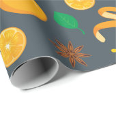 Herfstcitrus en kaneel naadloze Thanksgiving Cadeaupapier (Rol Hoek)