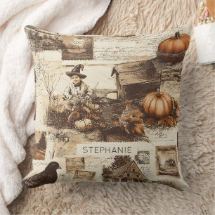  herfstcollage   Rustic Sepia Ephemera Kussen