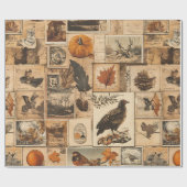 herfstcollagepatroon | Rustic Ephemera Cadeaupapier (Vlak)