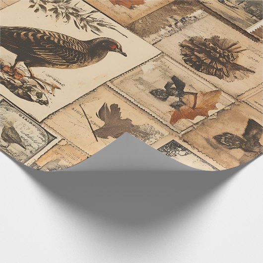  herfstcollagepatroon | Rustic Ephemera Cadeaupapier (Hoek)