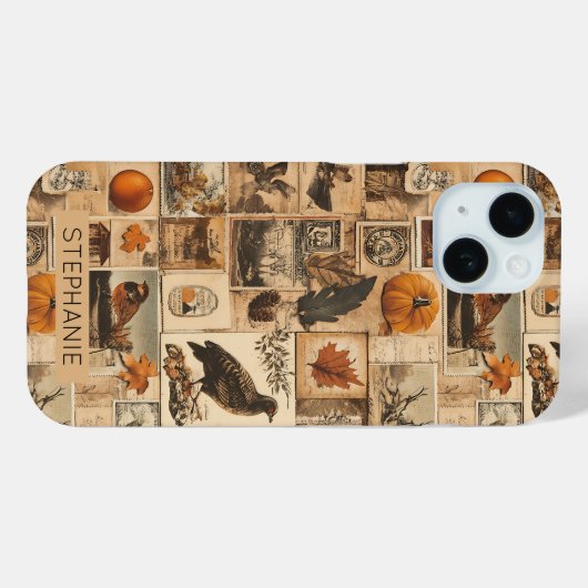 herfstcollagepatroon | Rustic Ephemera Case-Mate iPhone Case (Achterkant (horizontaal))
