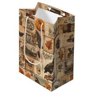 herfstcollagepatroon Rustic Ephemera Medium Cadeauzakje