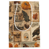 herfstcollagepatroon | Rustic Ephemera Medium Cadeauzakje (Voorkant)