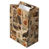 herfstcollagepatroon | Rustic Ephemera Medium Cadeauzakje (Achterkant Gekanteld)