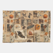  herfstcollagepatroon | Rustic Ephemera Theedoek (Horizontaal)