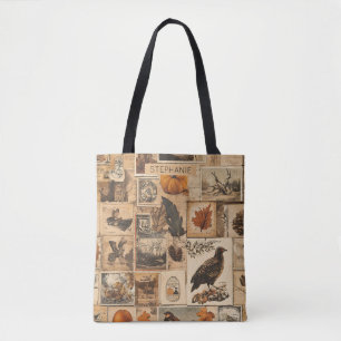  herfstcollagepatroon   Rustic Ephemera Tote Bag