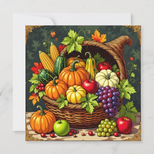  herfstcornucopie Thanksgiving Kaart (Voorkant)