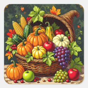 herfstcornucopie Thanksgiving Vierkante Sticker
