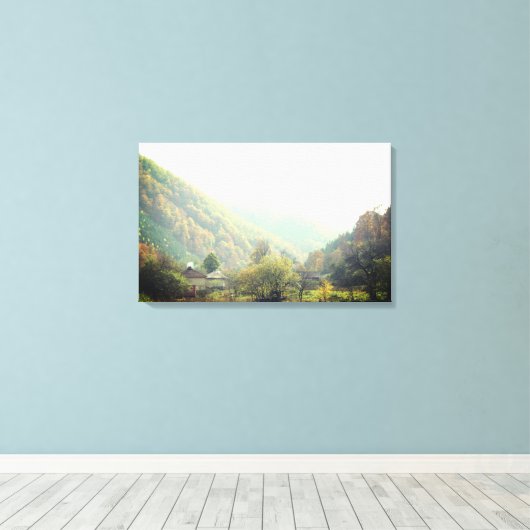 Herfstdag Dorp Berg Foto Single Canvas Afdruk (Insitu (Houten vloer))
