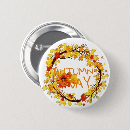 Herfstdag verlaat Button (Voorkant /achterkant)