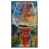 Herfstdag waterverf kunst landschap Gift Bag Klein Cadeauzakje (Achterkant)