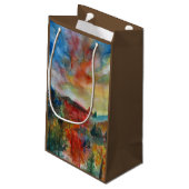 Herfstdag waterverf kunst landschap Gift Bag Klein Cadeauzakje (Achterkant Gekanteld)