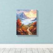 Herfstdagdromen | Geschilderd Berglandschap in de  Canvas Afdruk (Insitu (Houten vloer))