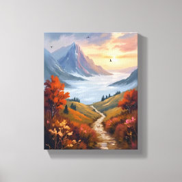 Herfstdagdromen | Geschilderd Berglandschap in de Canvas Afdruk