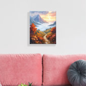 Herfstdagdromen | Geschilderd Berglandschap in de  Canvas Afdruk (Insitu (Woonkamer))