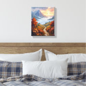 Herfstdagdromen | Geschilderd Berglandschap in de  Canvas Afdruk (Insitu (Slaapkamer))