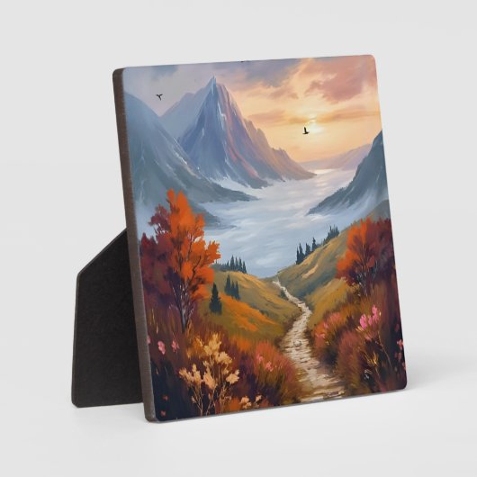 Herfstdagdromen | Geschilderd berglandschap in de Fotoplaat (Voorkant)