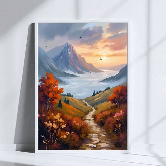 Herfstdagdromen | Geschilderd berglandschap in de Poster