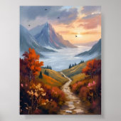 Herfstdagdromen | Geschilderd berglandschap in de Poster (Voorkant)