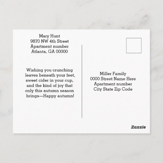 Herfstdagen Kids en Border Collie Briefkaart (Achterkant)