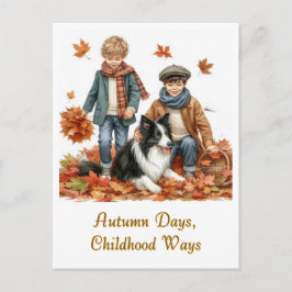 Herfstdagen Kids en Border Collie Briefkaart