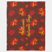 Herfstdagen Rode Bladeren Geïllustreerd Patroon Fleece Deken (Voorkant)