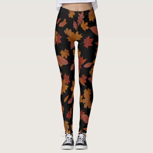 Herfstdaling in aangepaste zwart leggings (Voorkant)