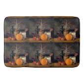 Herfstdecoraties op tafel, pompoen, fruit, drank badmat (Voorkant)