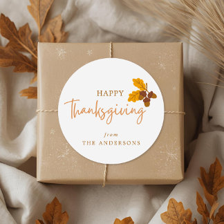 Herfstdennenappels Gelukkig Thanksgiving Cadeau Ronde Sticker