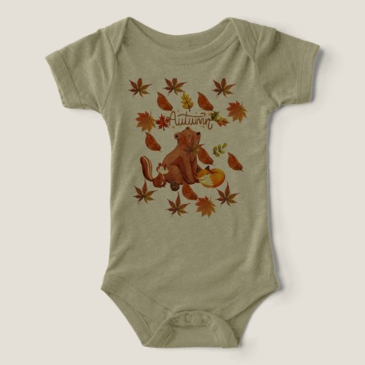 Herfstdieren baby bodysuit (Design voorkant)