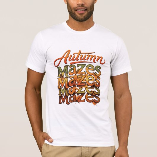 Herfstdoolhoven Typografie Bladontwerp T-shirt (Voorkant)