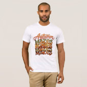 Herfstdoolhoven Typografie Bladontwerp T-shirt (Voorkant volledig)