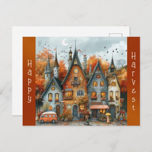  herfstdorp Thanksgiving Feestdagenkaart (Voorkant / Achterkant)