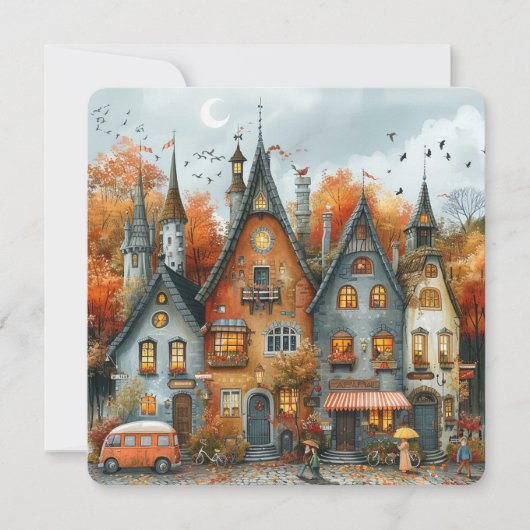  herfstdorp Thanksgiving Feestdagenkaart (Voorkant)