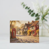 Herfstdorpgezicht in gouden licht briefkaart (Staand voorkant)