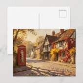Herfstdorpgezicht in gouden licht briefkaart (Voorkant / Achterkant)